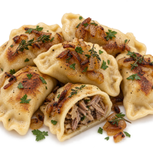 roasted duck & herb pierogi